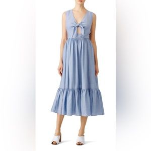 Shoshanna blue dress midi dress with front tie size 2